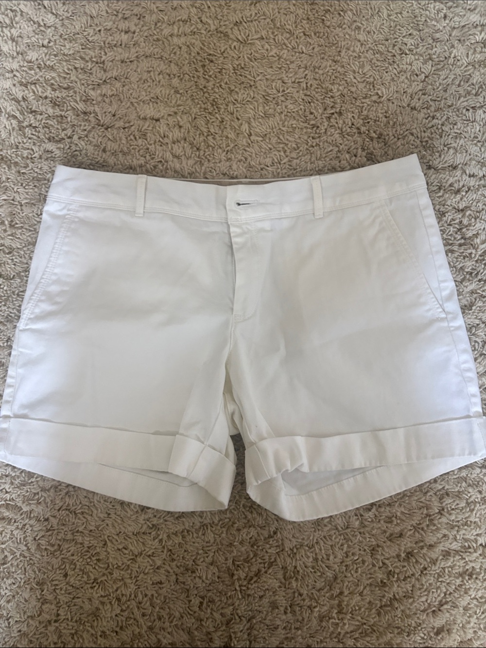 Banana Republic White Cuffed Bermuda Shorts
